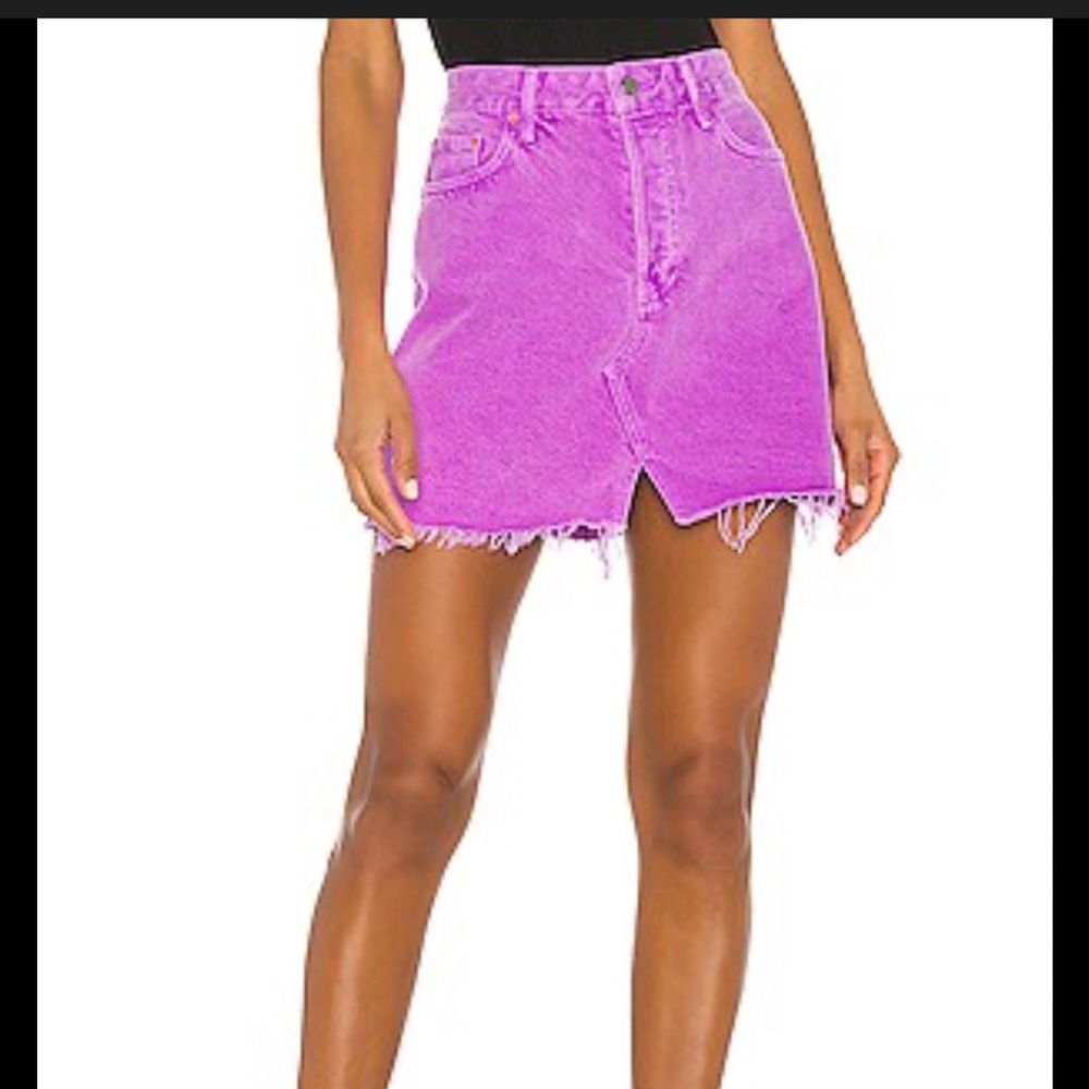 GRLFRND milla skirt electric purple revolve skirt y2k frayed hem jean skirt